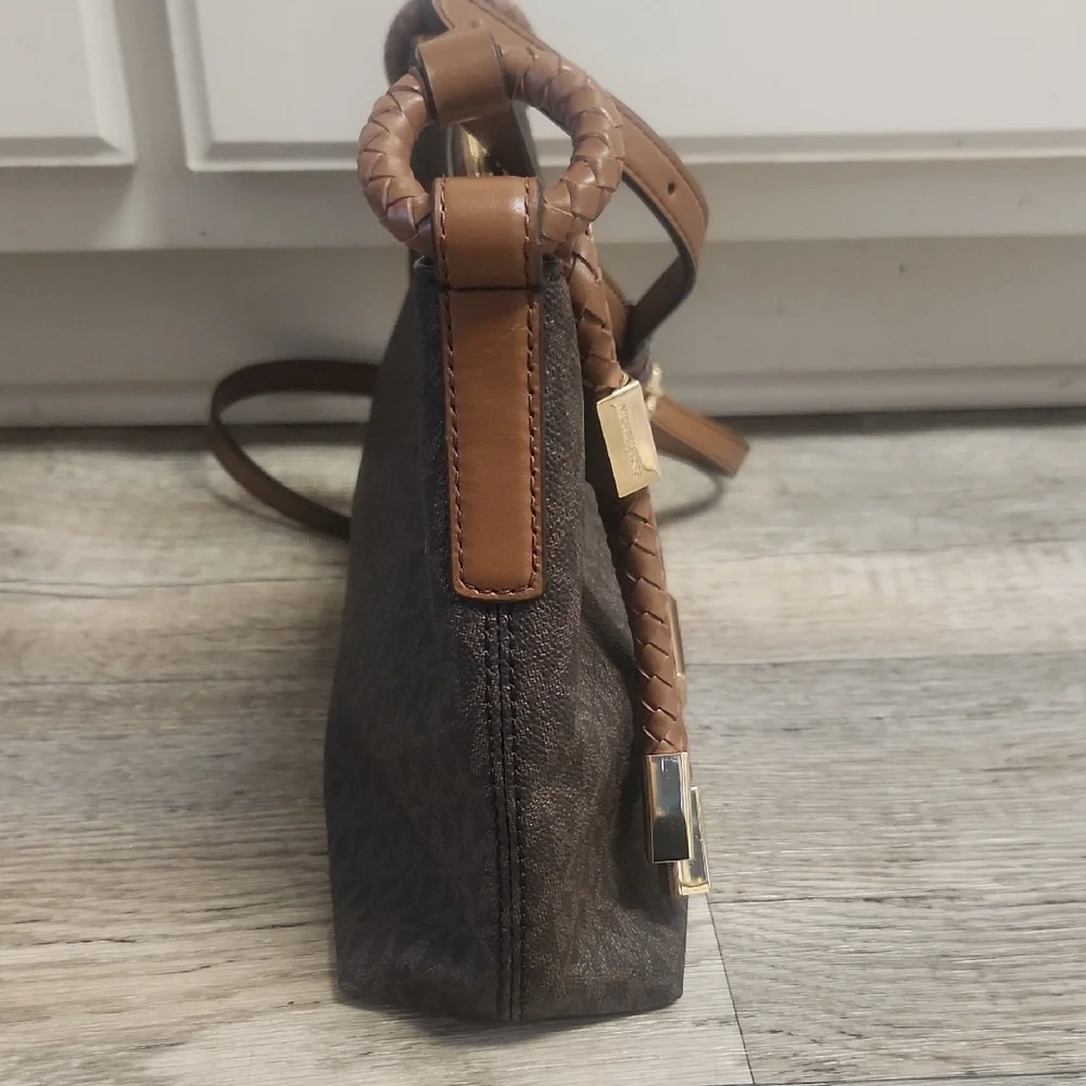 Michael Kors Dark Brown and Tan Crossbody Bag